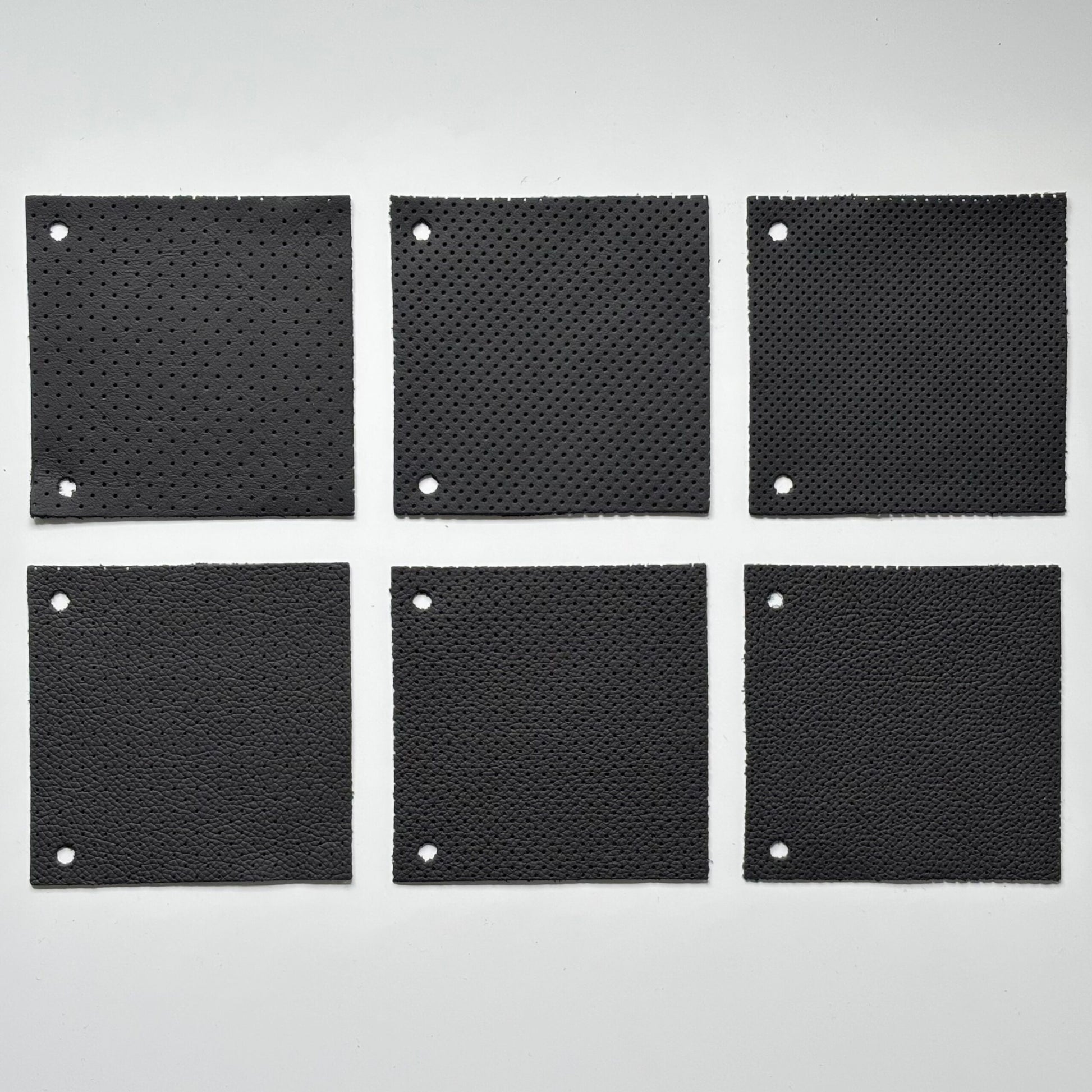 Vorderseite perforierter Autoleder der MK-Serie (MK1, MK3, MK10) in Schwarz