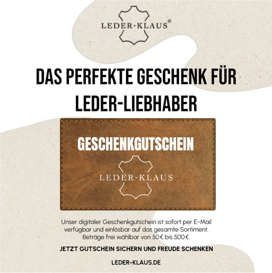 Das perfekte Geschenk für Lederliebhaber: Geschenkgutscheine von LEDER-KLAUS