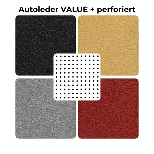 LEDERMUSTER Autoleder VALUE Struktur | auch perforiert lieferbar | Echtleder | 4×3 cm