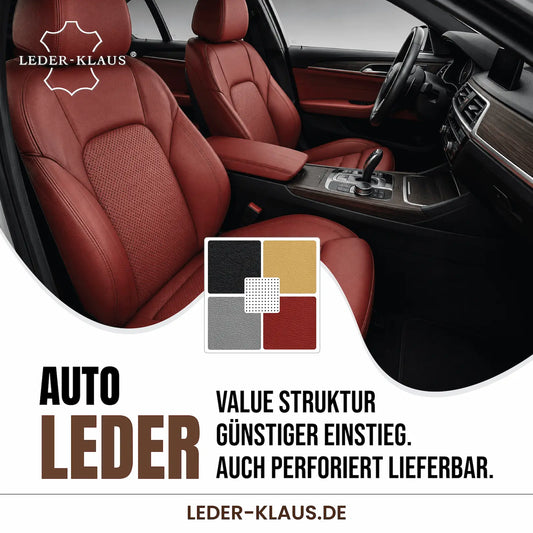 Autoleder VALUE Struktur | auch perforiert lieferbar | günstiges Echtleder | Halbe Haut | ca. 2,0 m2 2