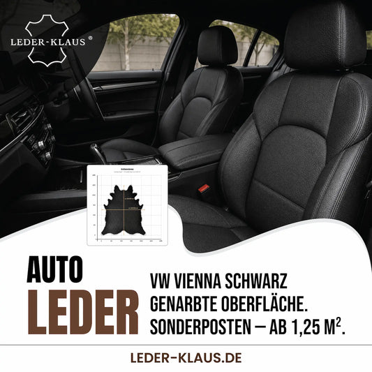AUTOLEDER schwarz | Echtleder VW VIENNA Struktur | genarbte Leder Oberfläche | 1,25–5,00 m2 verfügbar 2