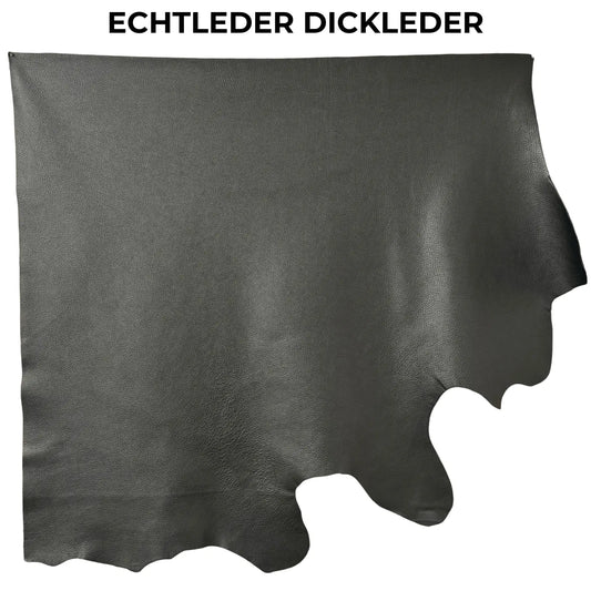 DICKLEDER Lederstück Echtleder grob genarbt schwarz ca. 1,0 m2 | Polsterleder Rindsleder Lederreste 1/4 Lederhaut
