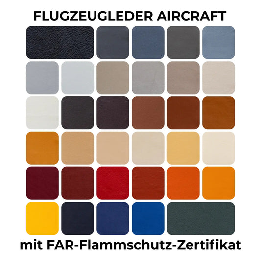 Aircraft Flugzeugleder | FAR Brandschutzleder | Objektleder Luftfahrt, Hotel, Gastro & Yacht | Rindsleder ca. 5 m2 | 37 Farben