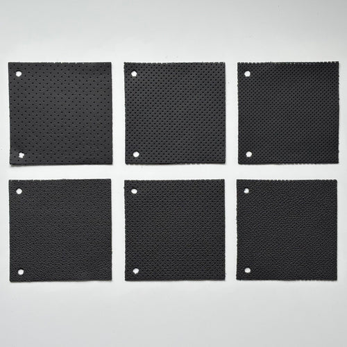 Vorderseite perforierter Autoleder der MK-Serie (MK1, MK3, MK10) in Schwarz