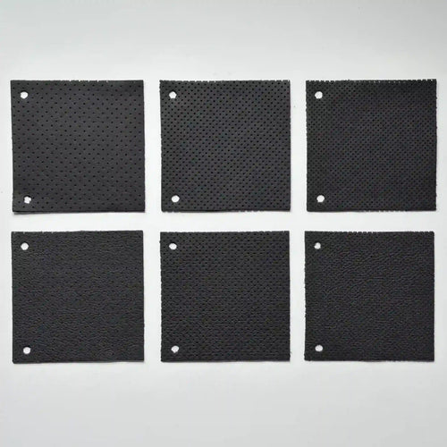 Vorderseite perforierter Autoleder der MK-Serie (MK1, MK3, MK10) in Schwarz