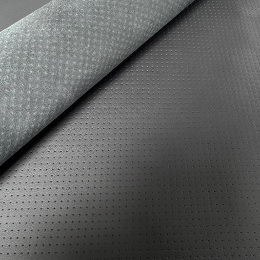 PR1 GEPRÄGTES Leder MK1 Perforation | Nappa schwarz | 1/2 & 1/4 Haut | Echtleder Autoleder geprägt für Lenkräder