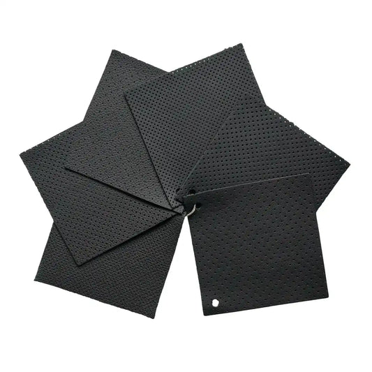 Schwarzer Musterfächer mit 6 Varianten perforierten Autoleders